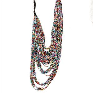 SEED BEAD Rainbow Necklace 22” Drop NWOT